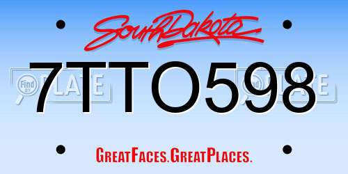 7TTO598 South Dakota License Plate