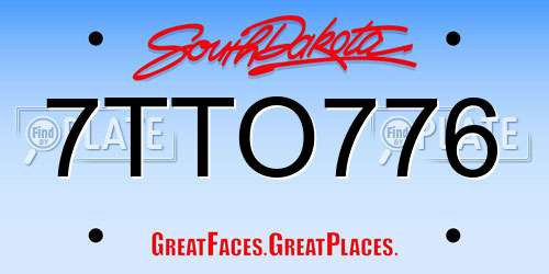 7TTO776 South Dakota License Plate