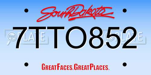 7TTO852 South Dakota License Plate