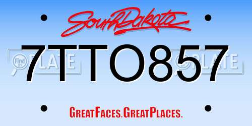 7TTO857 South Dakota License Plate