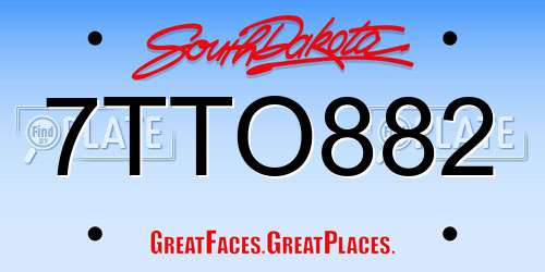 7TTO882 South Dakota License Plate