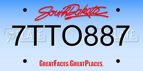 7TTO887 South Dakota License Plate