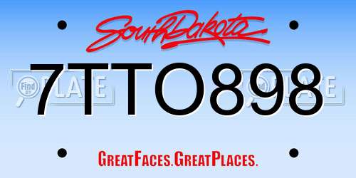 7TTO898 South Dakota License Plate