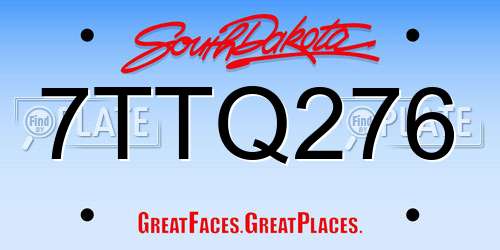 7TTQ276 South Dakota License Plate