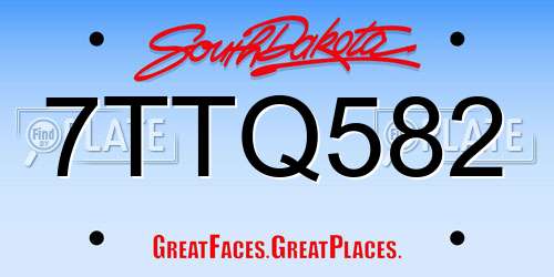 7TTQ582 South Dakota License Plate