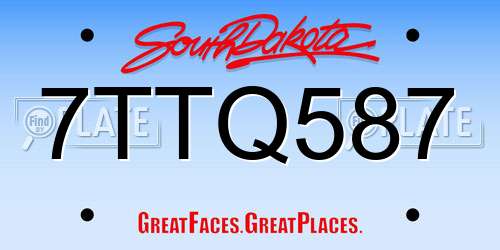 7TTQ587 South Dakota License Plate