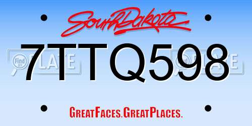 7TTQ598 South Dakota License Plate