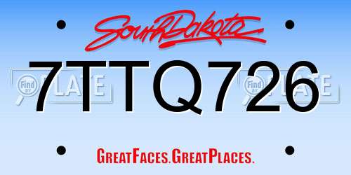 7TTQ726 South Dakota License Plate
