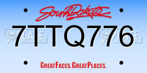 7TTQ776 South Dakota License Plate