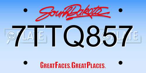 7TTQ857 South Dakota License Plate
