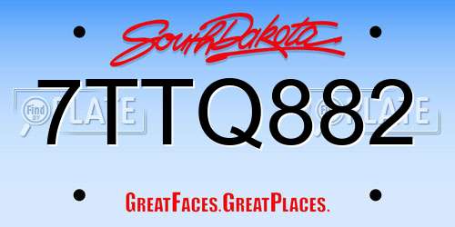 7TTQ882 South Dakota License Plate