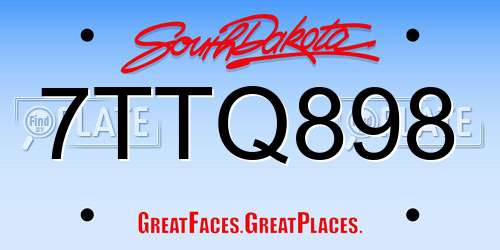 7TTQ898 South Dakota License Plate