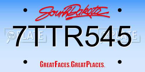 7TTR545 South Dakota License Plate