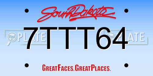 7TTT64 South Dakota License Plate