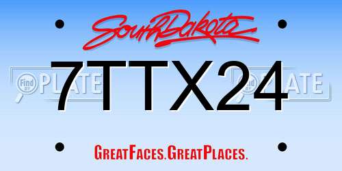 7TTX24 South Dakota License Plate