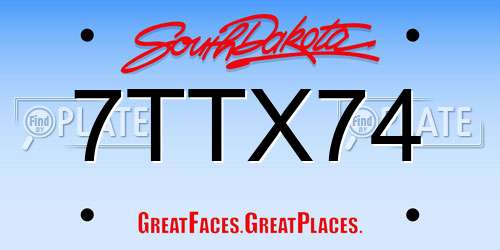 7TTX74 South Dakota License Plate