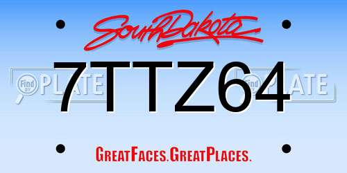 7TTZ64 South Dakota License Plate