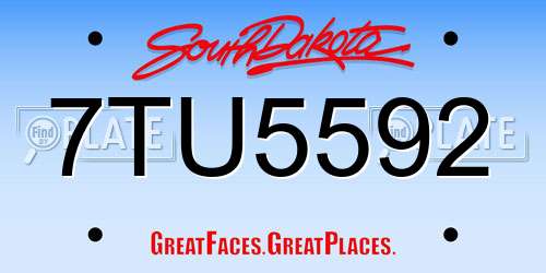 7TU5592 South Dakota License Plate