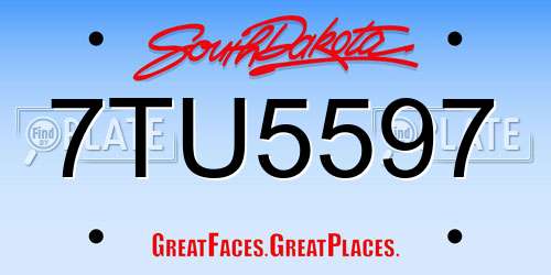 7TU5597 South Dakota License Plate