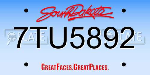 7TU5892 South Dakota License Plate
