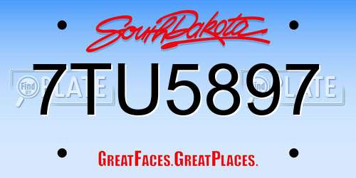 7TU5897 South Dakota License Plate