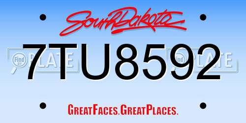 7TU8592 South Dakota License Plate