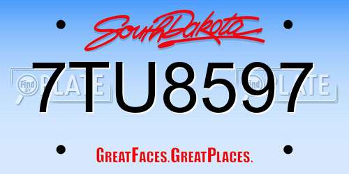 7TU8597 South Dakota License Plate