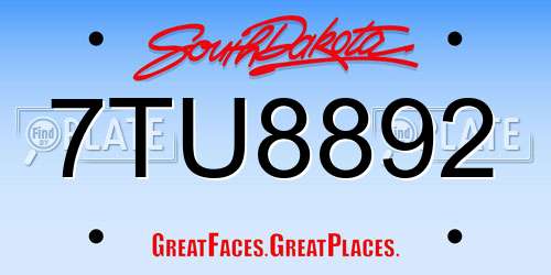 7TU8892 South Dakota License Plate