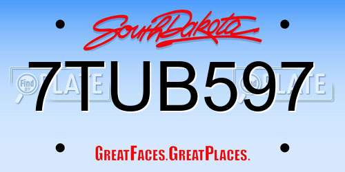 7TUB597 South Dakota License Plate