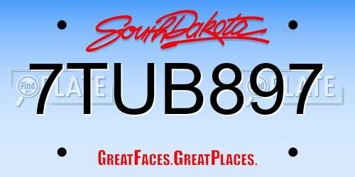 7TUB897 South Dakota License Plate