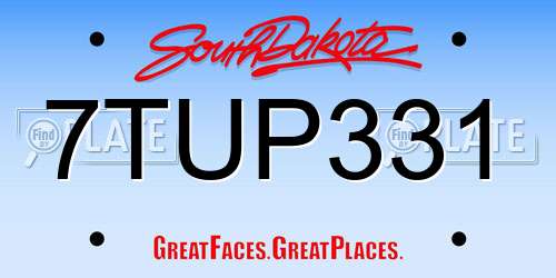 7TUP331 South Dakota License Plate