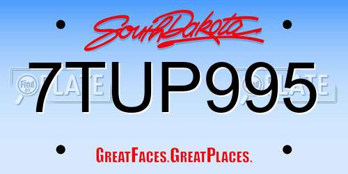 7TUP995 South Dakota License Plate