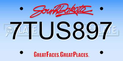 7TUS897 South Dakota License Plate