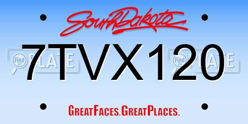 7TVX120 South Dakota License Plate