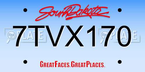 7TVX170 South Dakota License Plate