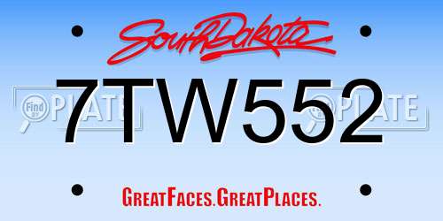 7TW552 South Dakota License Plate