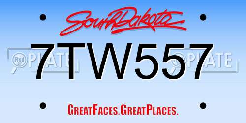 7TW557 South Dakota License Plate