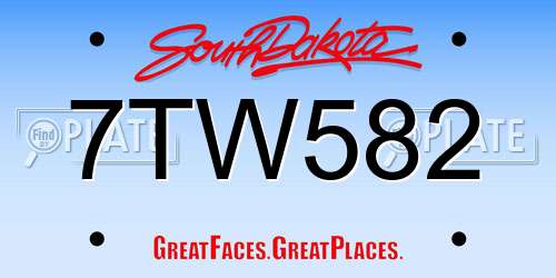 7TW582 South Dakota License Plate
