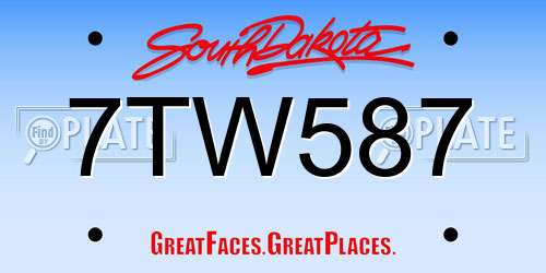 7TW587 South Dakota License Plate
