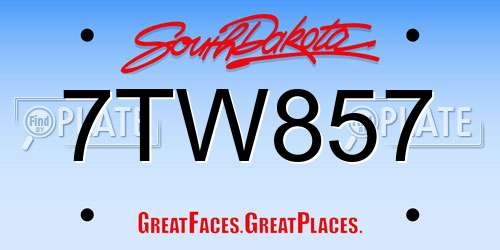 7TW857 South Dakota License Plate