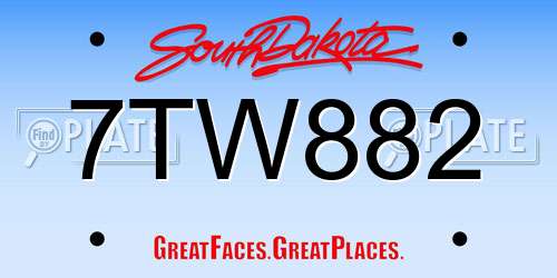 7TW882 South Dakota License Plate