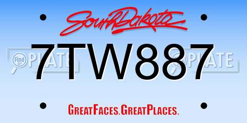 7TW887 South Dakota License Plate