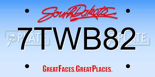 7TWB82 South Dakota License Plate