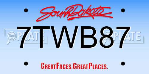 7TWB87 South Dakota License Plate