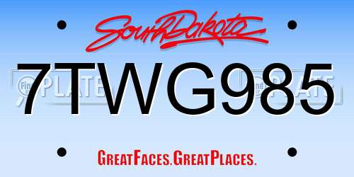 7TWG985 South Dakota License Plate