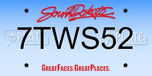 7TWS52 South Dakota License Plate
