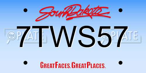 7TWS57 South Dakota License Plate