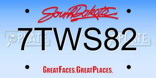 7TWS82 South Dakota License Plate