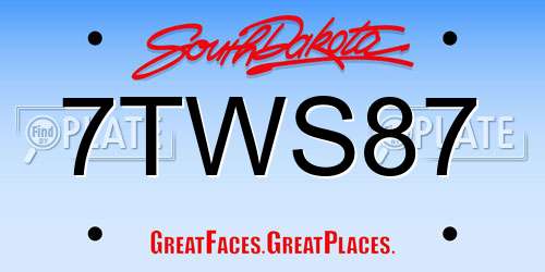 7TWS87 South Dakota License Plate