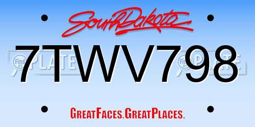 7TWV798 South Dakota License Plate